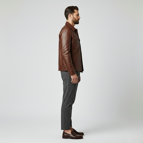 Men's Leather Utility Jacket