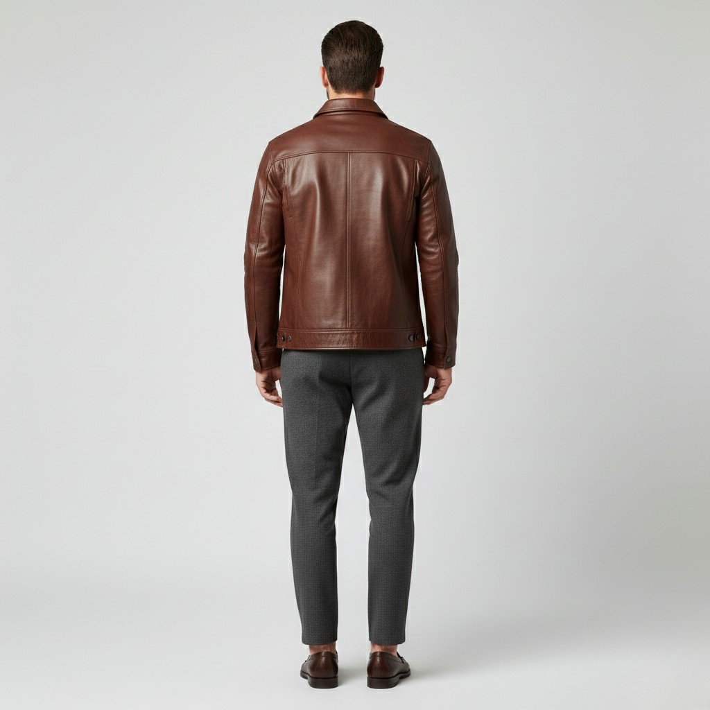 Men's Leather Utility Jacket
