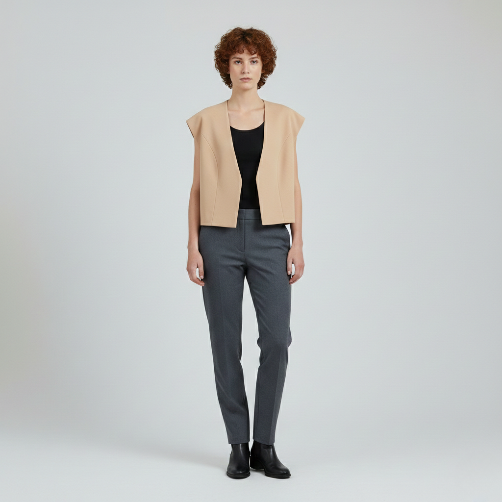 Women's Structured Cap-Sleeve Cropped Vest