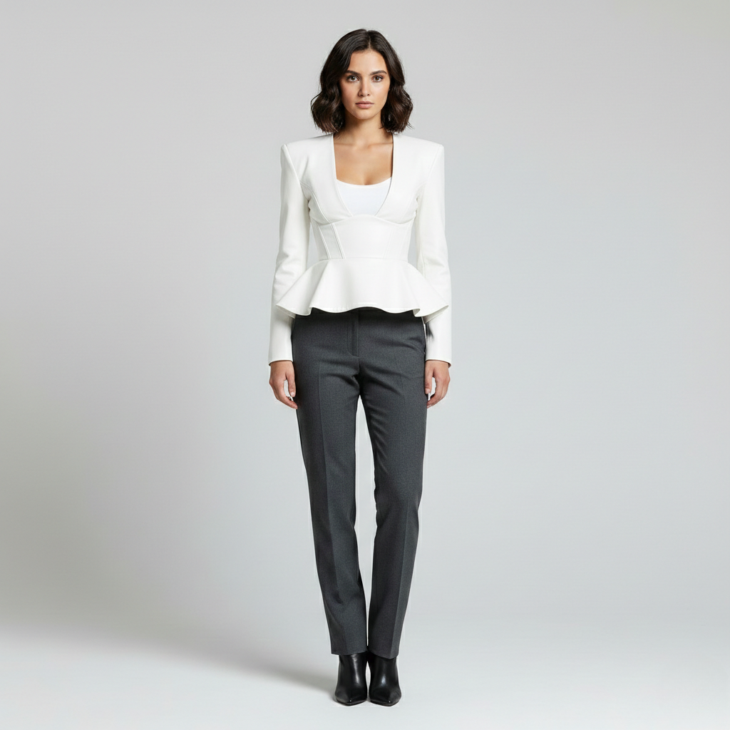 Women's Sculpted Peplum Leather Blazer