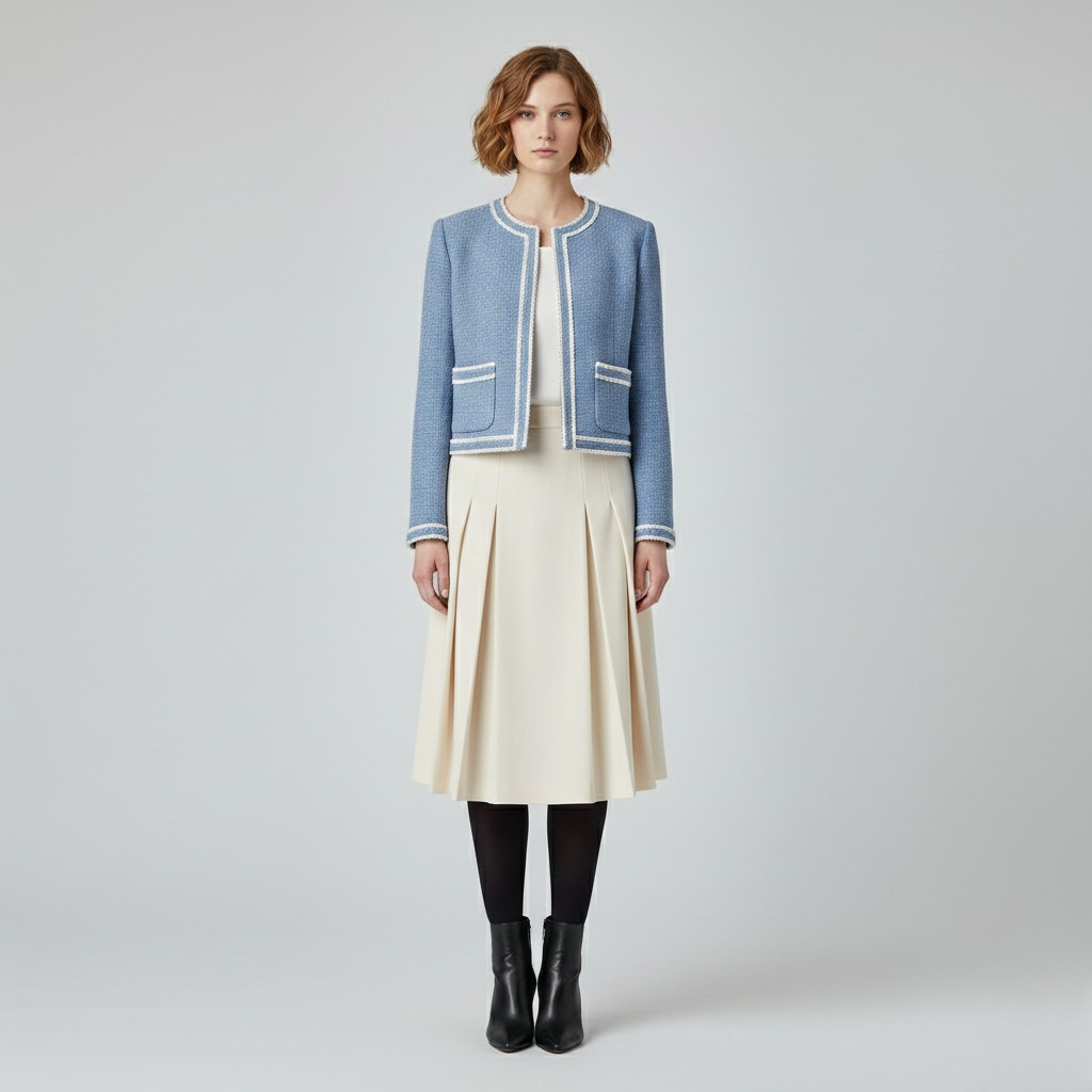 Women's Contrast Trim Bouclé Jacket
