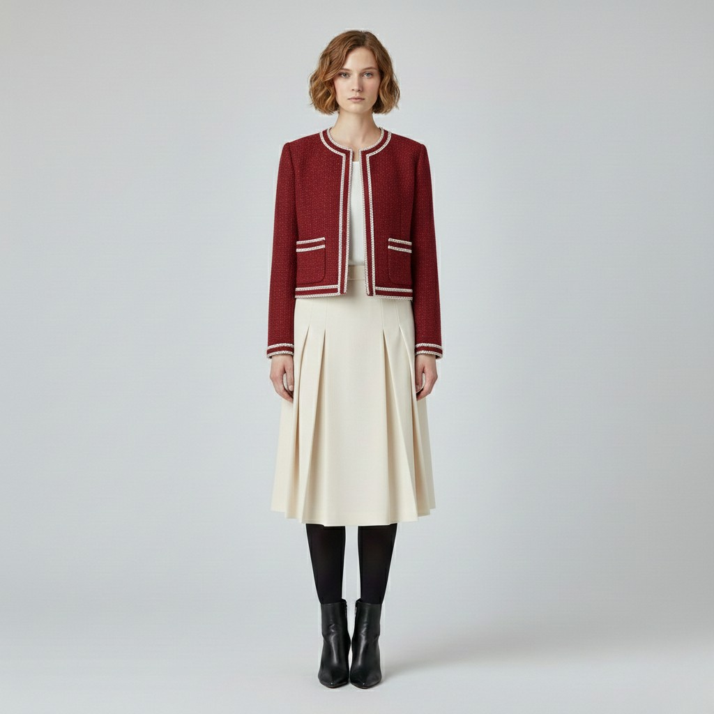Women's Contrast Trim Bouclé Jacket