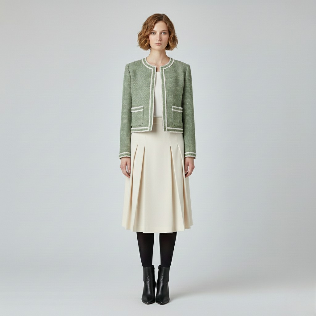 Women's Contrast Trim Bouclé Jacket