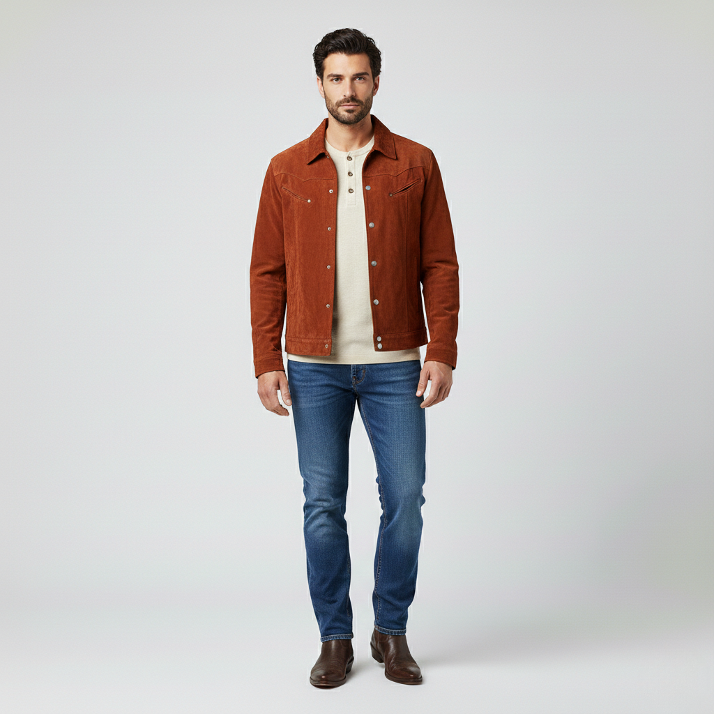 Men's Suede Snap-Front Jacket