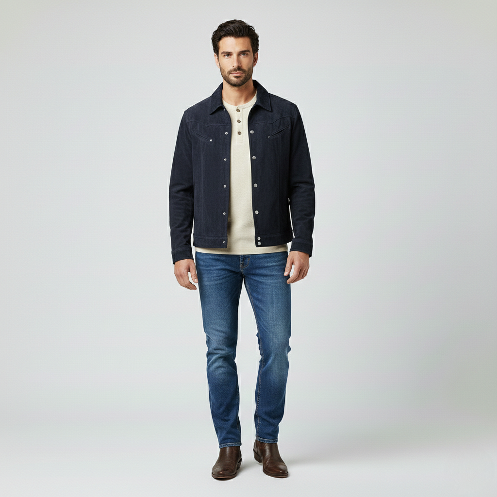 Men's Suede Snap-Front Jacket