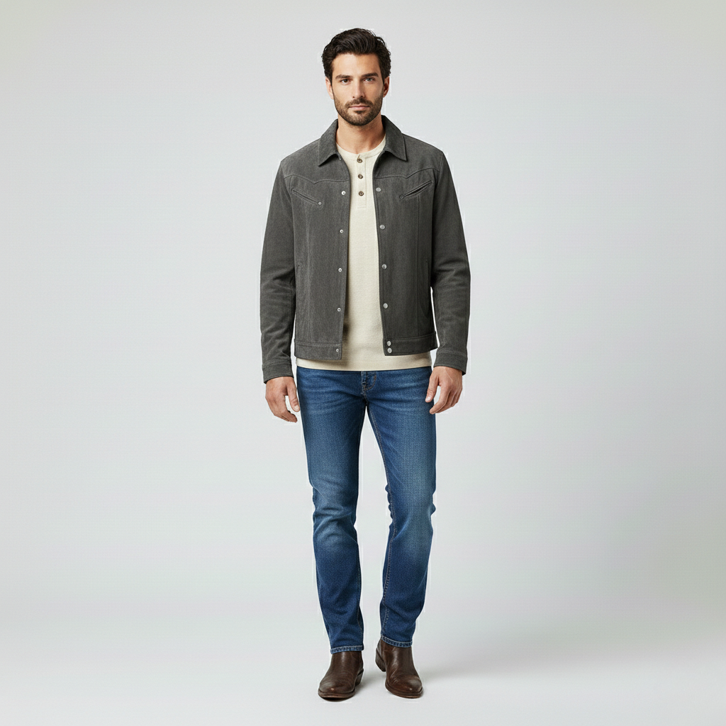 Men's Suede Snap-Front Jacket