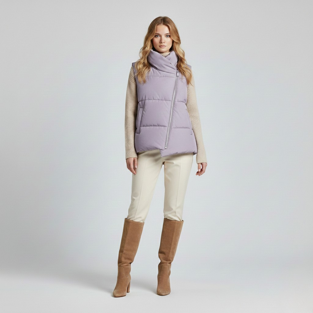 Women's Asymmetrical Zip Puffer Vest