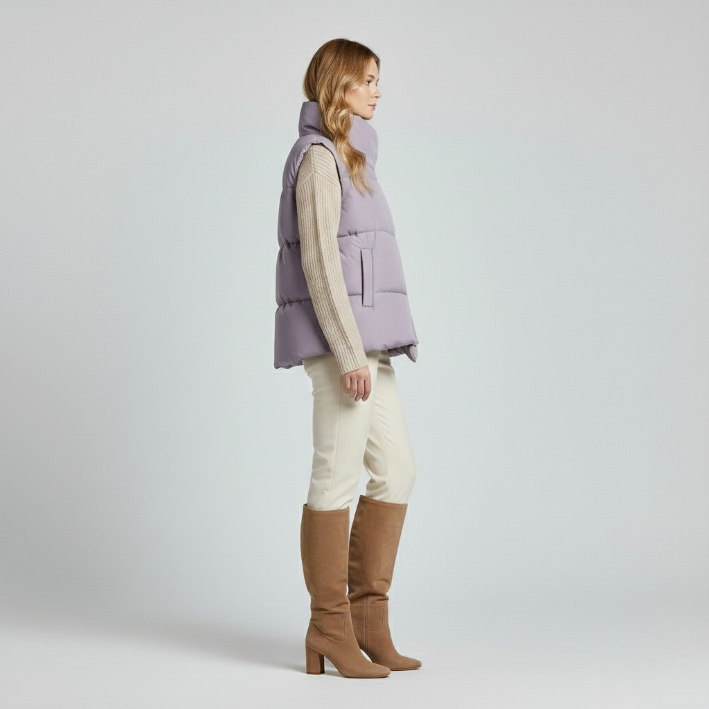 Women's Asymmetrical Zip Puffer Vest