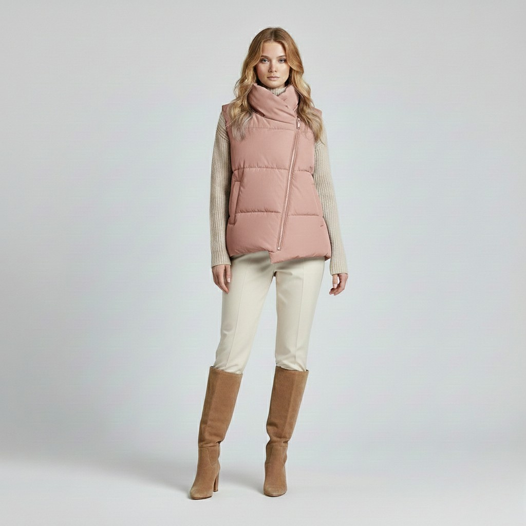 Women's Asymmetrical Zip Puffer Vest