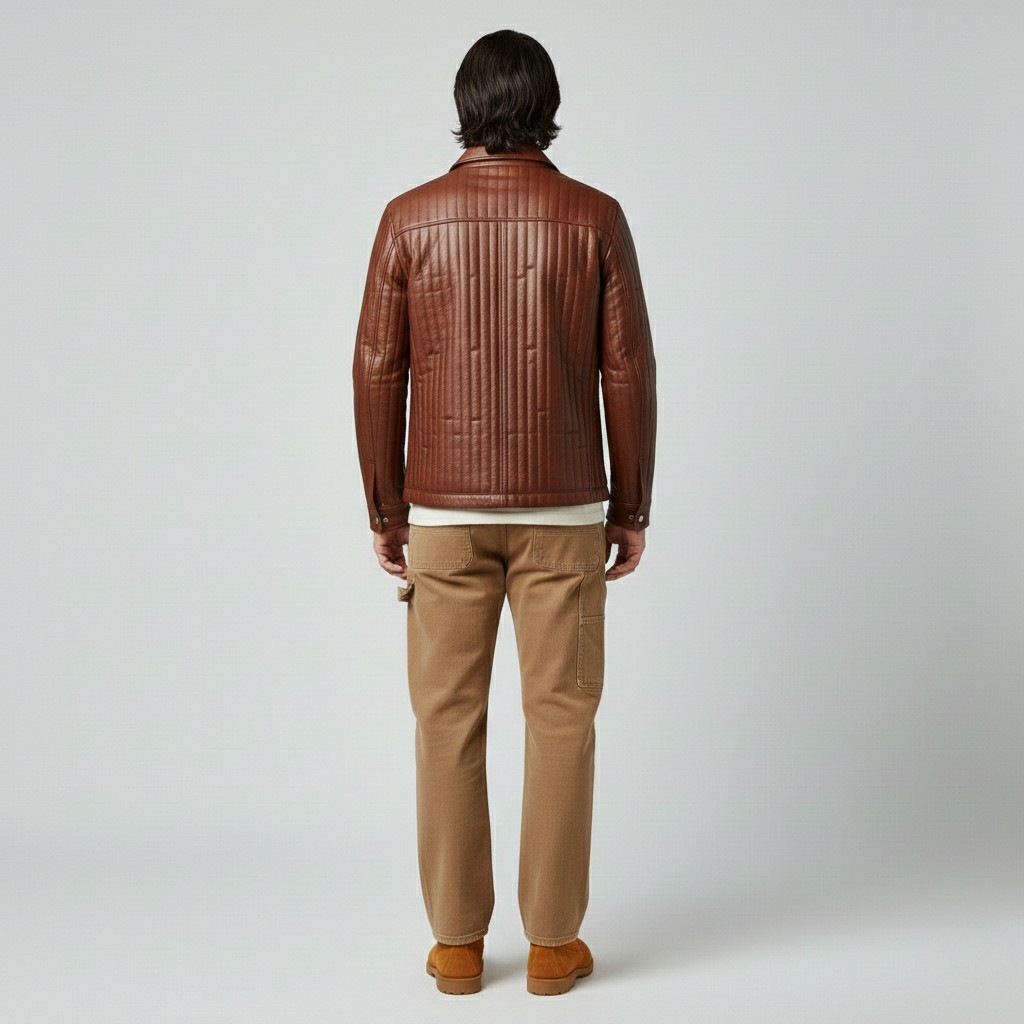 Men's Leather Panel Trucker Jacket