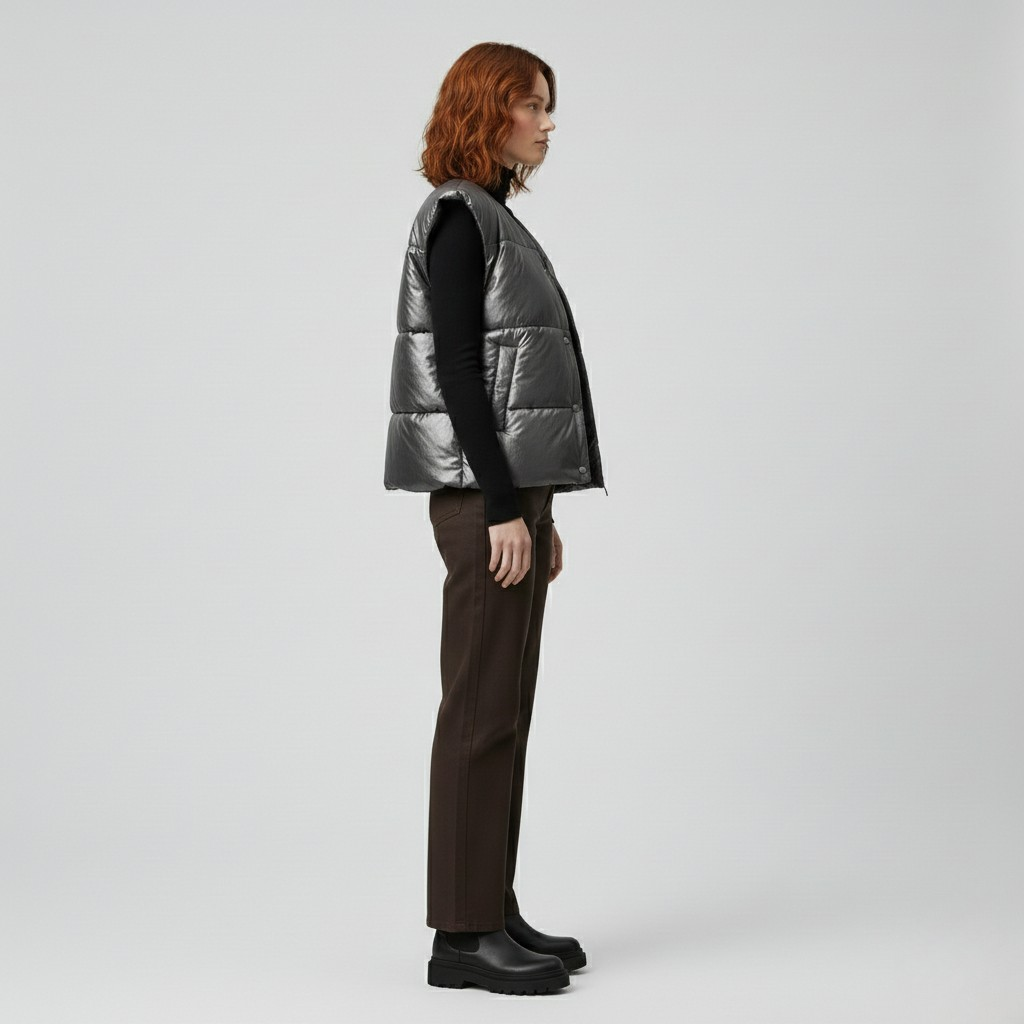 Women's Metallic Quilted Puffer Vest