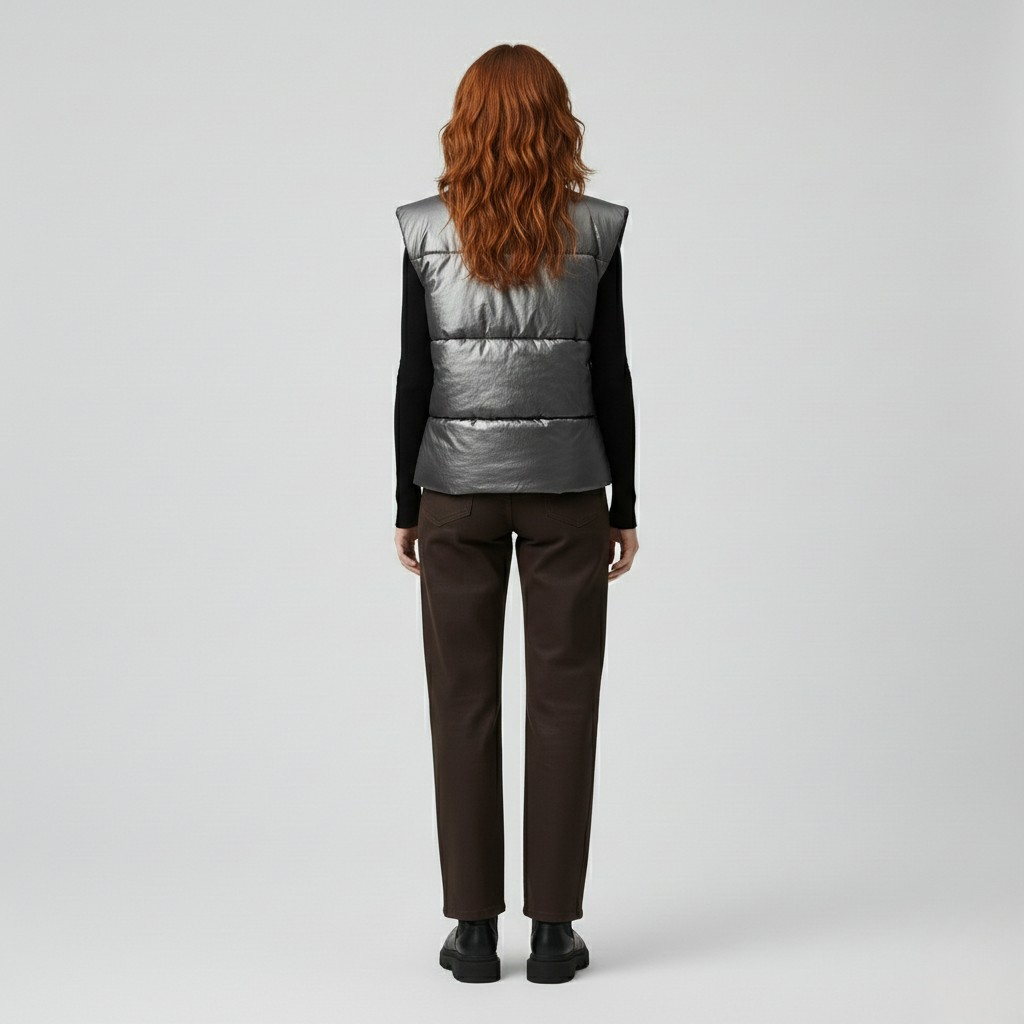 Women's Metallic Quilted Puffer Vest