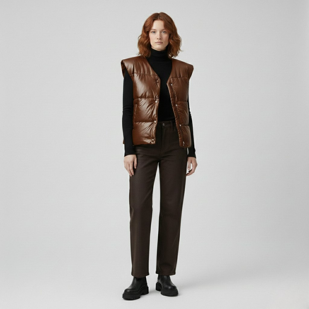 Women's Metallic Quilted Puffer Vest