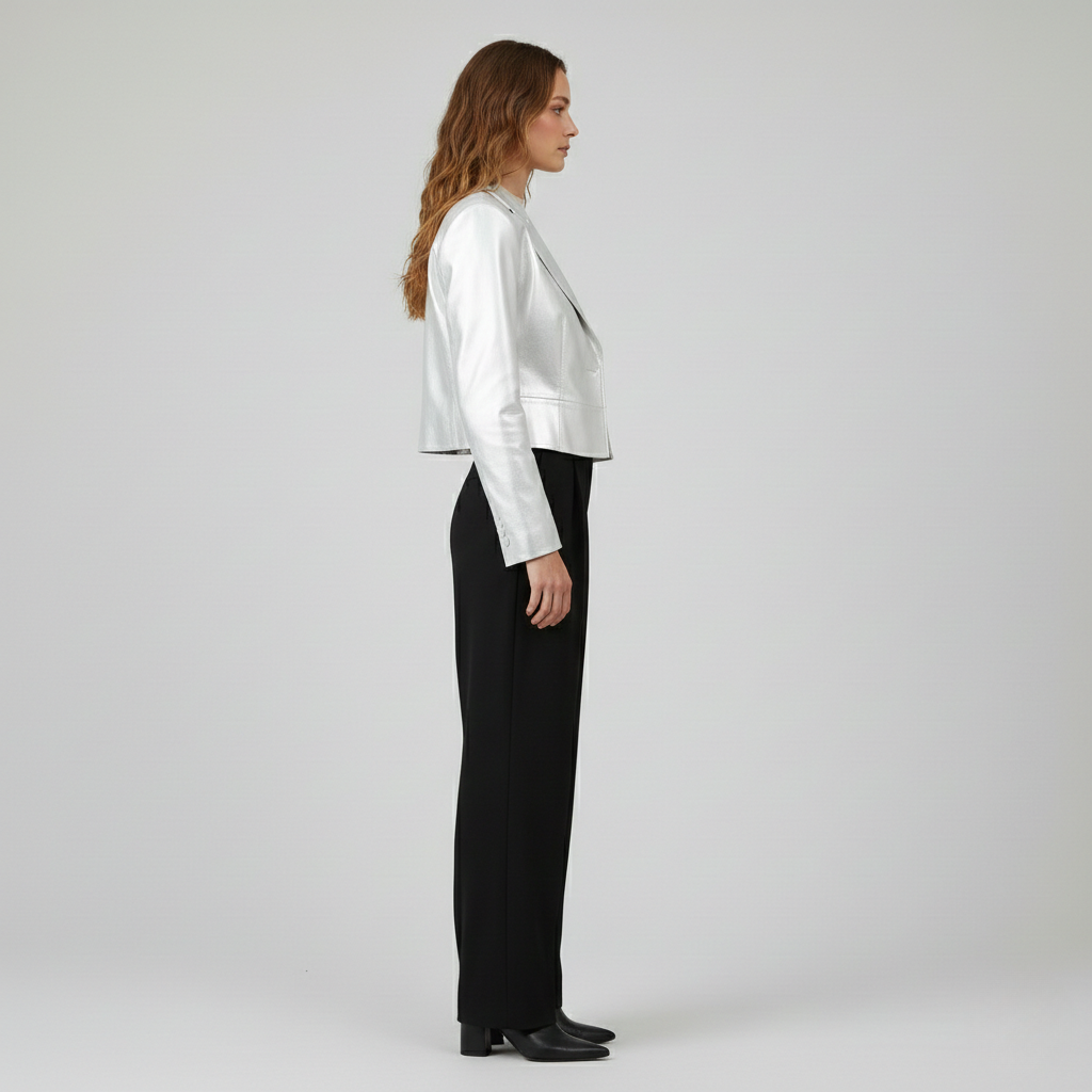 Women's Metallic Cropped Tailored Blazer