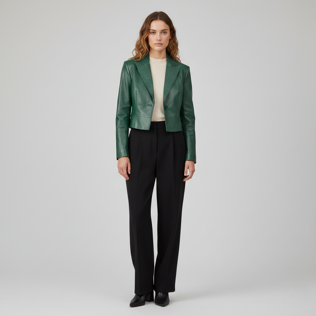 Women's Metallic Cropped Tailored Blazer