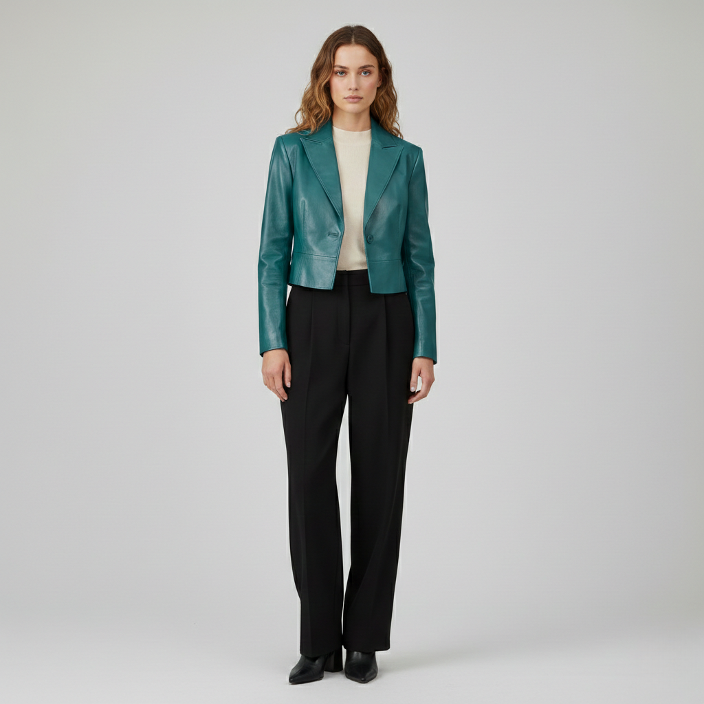 Women's Metallic Cropped Tailored Blazer